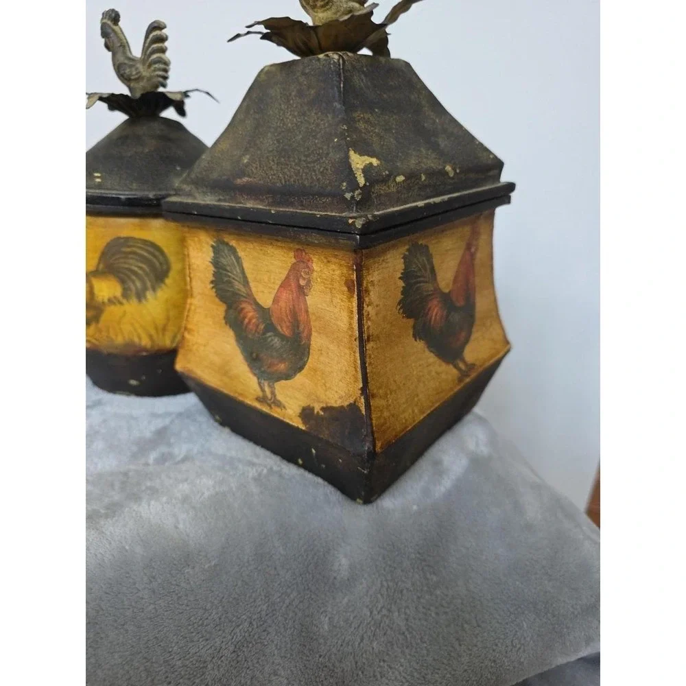 Vintage CBK Rooster Dinning & Bar Canisters Metal